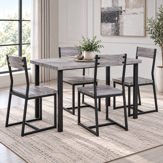 1182 Comedor Gris de 4 Sillas