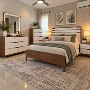MARSEILLA Cama, Gavetero con Espejo & Mesa de Noche