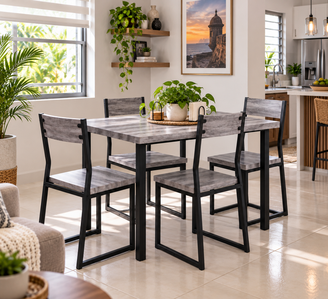 1182 Comedor Gris de 4 Sillas